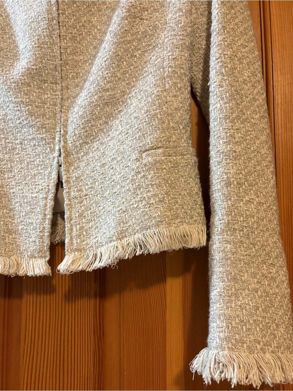 MM Lafleur “The Jie Jacket” Cream Textured Tweed-Like Fringe Trim Jacket - Sz. 2 - Picture 11 of 15